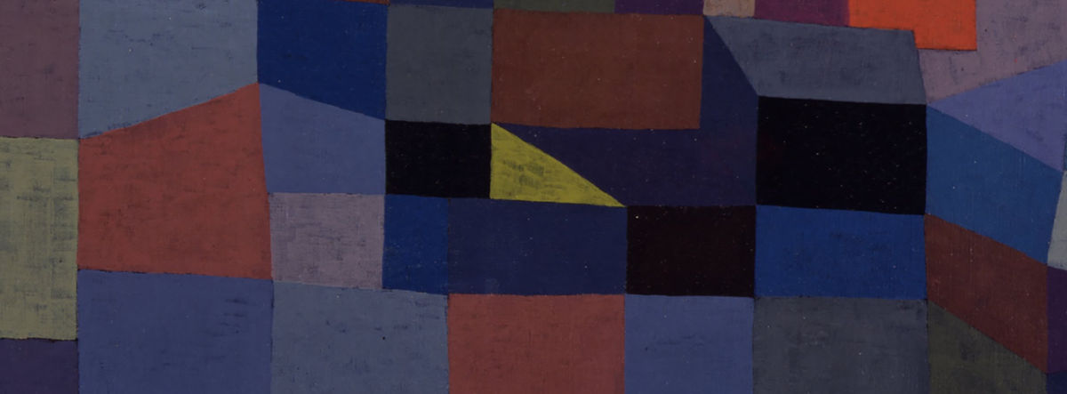 Detail 4: Lower grid of uneven colour blocks in Fire at Full Moon